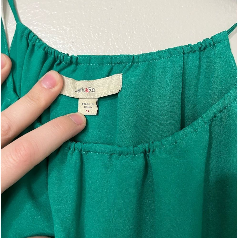 Lark & Ro | Emerald Green Maxi Dress, Elastic Stretch Waist - Picture 6 of 9
